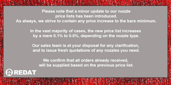 MINOR UPDATE TO OUR NOZZLE PRICE LISTS.